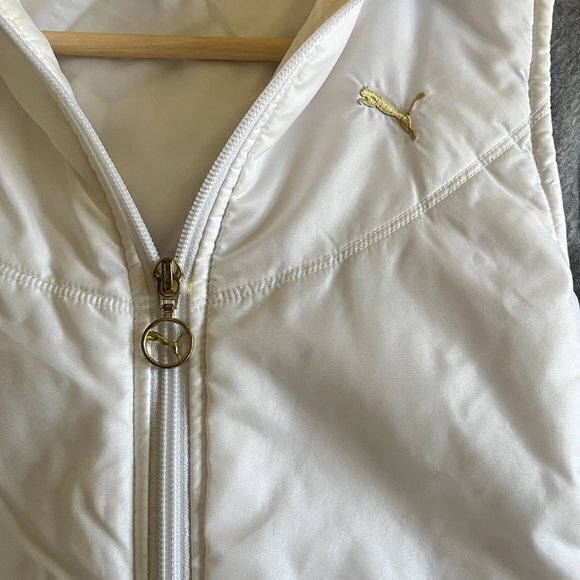 PUMA Apparel Women's Overlay Jacket Hooded Full Zip Front‎ Size M White Gray - Picture 4 of 7